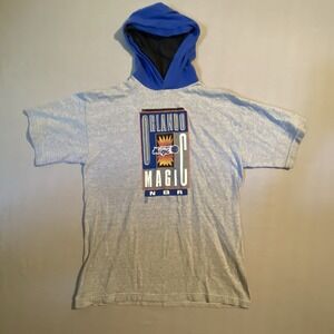 VTG 90s Logo 7 Orlando Magic Double Hooded Shirt Boys 18/20 So Approx Men S Rare